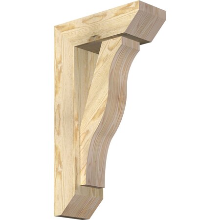 Ekena Millwork Funston Slat Rough Sawn Bracket w/ Offset Brace, Douglas Fir, 6"W x 16"D x 28"H BKT0604X16X28FST06RDF